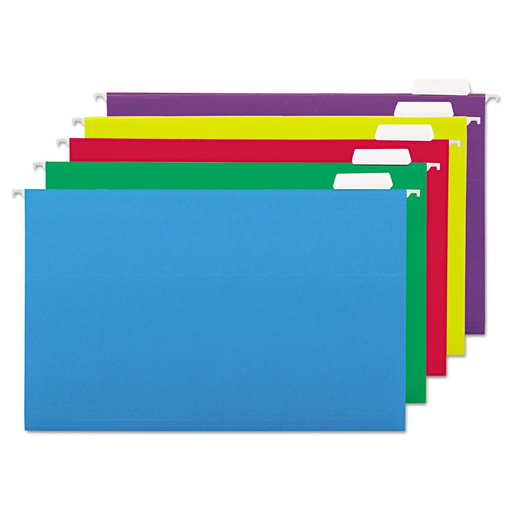 Universal One 1/5 Tab Legal Hanging File Folder  Assorted Colors  25/Box