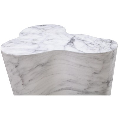 White Marble Free Form Contemporary Side Table