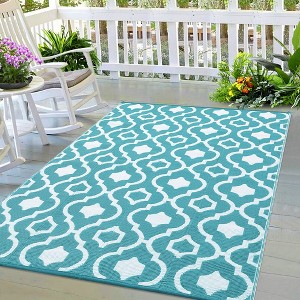 Outdoor Rug Waterproof Reversible Rug for Patio, Moroccan Plastic Straw Rug Portable Floor Mat for Camping Travel Picnic - 1 of 4