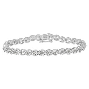 Haus of Brilliance Silver 1/2 Cttw Diamond Criss-Cross Miracle-Set Link Bracelet - 1 of 4
