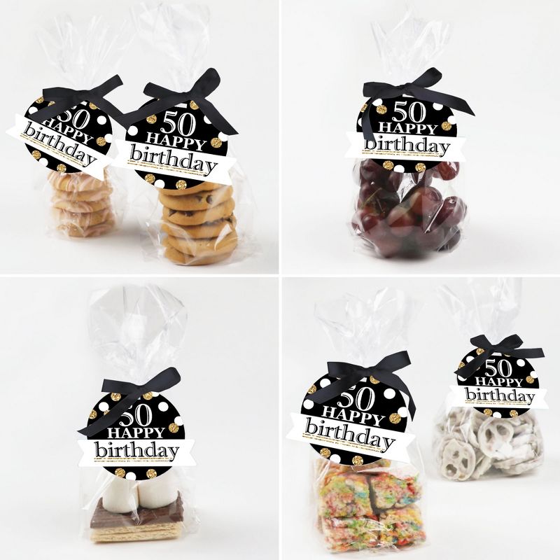 Big Dot of Happiness Adult 50th Birthday - Gold - Birthday Party Clear Goodie Favor Bags - Treat Bags With Tags - Set of 12, 5 of 9