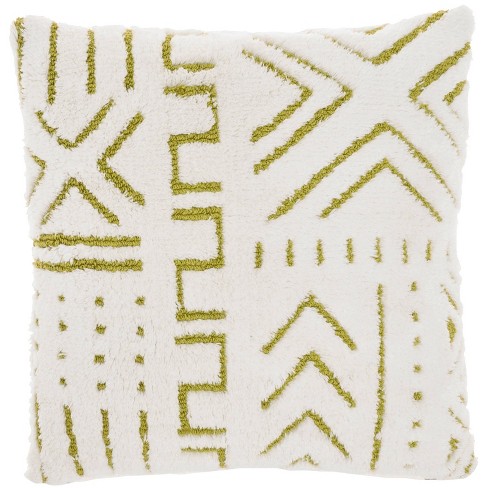 Mina Victory Life Styles Tufted Lines 18 x 18 Lime Throw Pillow