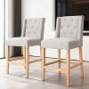 27" Contemporary Tufted Fabric Wingback Counter Stools, Set of 2, Coffee Gray with Natural Legs, Stylish and Comfortable Bar Seating - 2 of 4