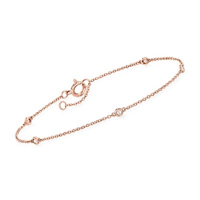 Pure Collection by Ross-Simons 0.10 ct. t.w. Diamond Station Bracelet in 14kt Rose Gold Size 6.5