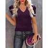 Clearlove Puff Short Sleeve Sweater for Women Tops 2025 Knit V Neck Shirt Blouses - 2 of 4