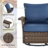 Belord High Back Outdoor Swivel Rocker Set of 4, Brown Wicker Furniture Swivel Chair with 5-Inch Wide Armrest and Thick Cushion for Porch - 2 of 4