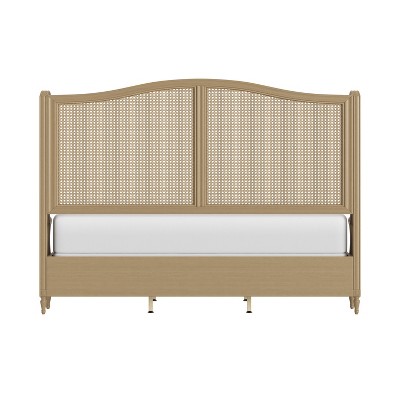 Antique White King Sausalito Bed with Cane Wingback Design