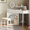 MOEPISY Corner Makeup Vanity Desk With Mirror, Modern Vanity Set With Mirror And Stool - 3 of 4