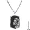 Steeltime 24" Men's stainless steel and tiger eye Lion head dog tag pendant. Color Options: Brown, Black - 3 of 4