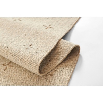 Natural Hand-Loomed Wool and Viscose Rectangular Rug
