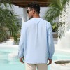 Mens Henley Shirts Long Sleeve Shirts Casual Shirts with Rolled Up Sleeve Beach T Shirts,Light Blue - S - 2 of 4