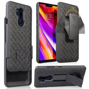 Nakedcellphone Case with Stand and Belt Clip Holster for LG G7 ThinQ Phone - Black - 1 of 4