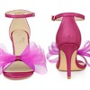 Perphy Women's Back to College Open Toe Ankle Strap Mesh Bow Tie High Stiletto Heels - 2 of 4