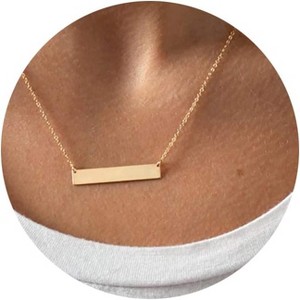 Dainty Bar & Disc Necklace for Women, Gold or Silver Elegant Fashion Jewelry - 1 of 4