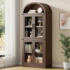 Arched Bookcase with Doors Modern 6-Tier Bookshelf with Storage Wooden Display Cabinet Farmhouse Storage Shelves for Living Room, Kitchen, Office - 2 of 4