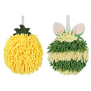 REGALWOVEN 2 Pcs Comfortable Soft Absorbent Chenille Ball Fuzzy Hand Towels - 1 of 4