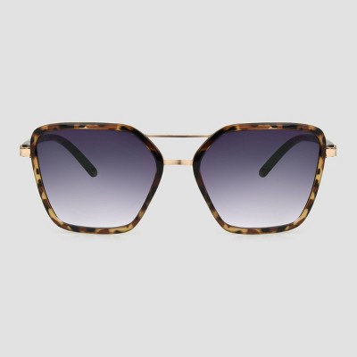 Women's Tortoise Aviator Sunglasses with Smoke Gradient Lenses - A New Day™ Green/Blue