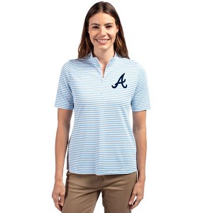 Atlanta Braves Cutter & Buck Virtue Eco Pique Stripe Recycled Womens Top - 1 of 1