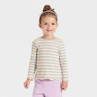 Toddler Girls' Long Sleeve Ribbed Shirt - Cat & Jack™