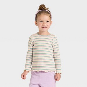 Toddler Girls' Long Sleeve Ribbed T-Shirt - Cat & Jack™ - 1 of 3