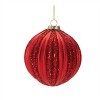 Ribbed Red Glass Ball Ornaments – Set of 4 - 4 of 4