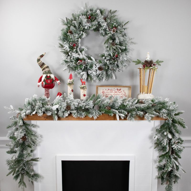 Northlight Real Touch™️ Flocked Rosemary Emerald Angel Pine Artificial Christmas Garland - 9' x 14" - Unlit, 3 of 11