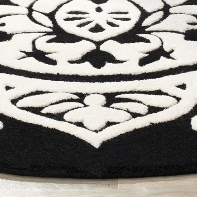 Bella Black and Ivory Hand-Tufted Wool Square Area Rug