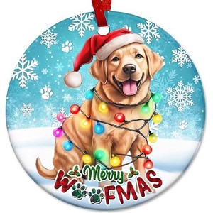 Lomsoe 2025 Christmas Ornament Dog with Santa Hat Ceramic Dog Christmas Tree Decoration Dog Lovers Gift Christmas Tree Ornament Christmas Gift - 1 of 1