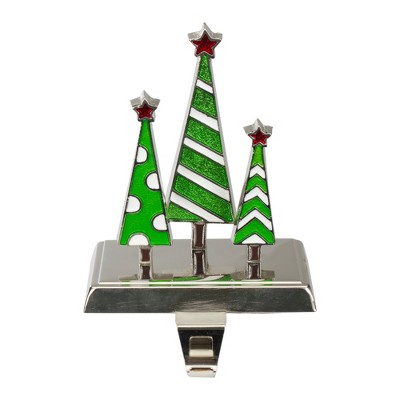 Northlight 7" Silver, Green and White Christmas Tree Trio Stocking Holder