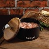 Gibson 9 Ounce Round Stoneware Salt Cellar with Acacia Wood Lid in Black - 4 of 4