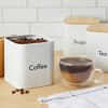 Juvale Coffee Tea Sugar Container Set - White Iron Kitchen Canister Set with Bamboo Lids (3 Pieces, 48 oz) - 2 of 4