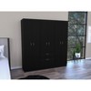 NicBex Armoire Wardrobe Closet Storage Cabinet with Doors & Open Shelves & Drawer for Bedroom, Black - 2 of 4