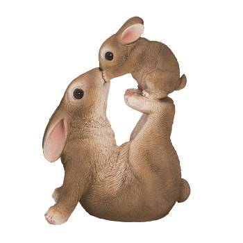 Transpac Resin 10.5" Brown Easter Bunny Kiss Decor Figurine