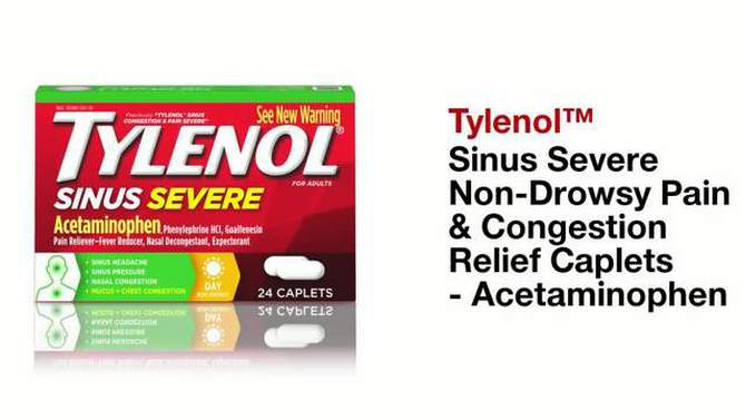 Tylenol Sinus Severe Non-Drowsy Pain & Congestion Relief Caplets - Acetaminophen - 24ct, 2 of 10, play video