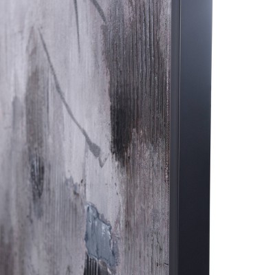 Set of 2 Abstract Gray and Black Canvas Paintings