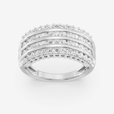 GILDED Statement Ring Band in 14KT Gold Plated and 925 Sterling Silver for Women with 1 Carat Lab Grown Diamond, Anniversary Wedding Band Rin, Size 7