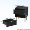 1/2 Pack Modern Nightstand with USB Charging Station, Gold & Wood Fluted Bedside Night Stand with 2 Drawers - 3 of 4