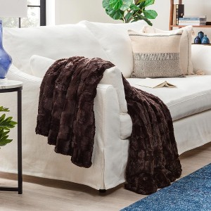 Chanasya Embossed Deco Faux Fur Throw Blanket - 1 of 4