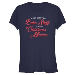Juniors Womens Lost Gods Distressed Bake Stuff and Christmas Movies T-Shirt - 1 of 4