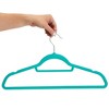 Juvale 50-Pack Slim Non Slip Velvet Hangers with Cascading Hooks for Clothes, Heavy Duty Durable Hangers - Teal, 18 In - 4 of 4