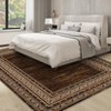 Washable Area Rug, Brown Floor Cover, Non Slip Foldable Thin Rug Distressed Geometric Bordered Carpet Kitchen Rug for Living Room Bedroom - 2 of 4