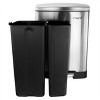 Elama 2 Compartment Large 10.6 Gallon Split Stainless Steel Step Trash Bin with Slow Close Mechanism - 3 of 4
