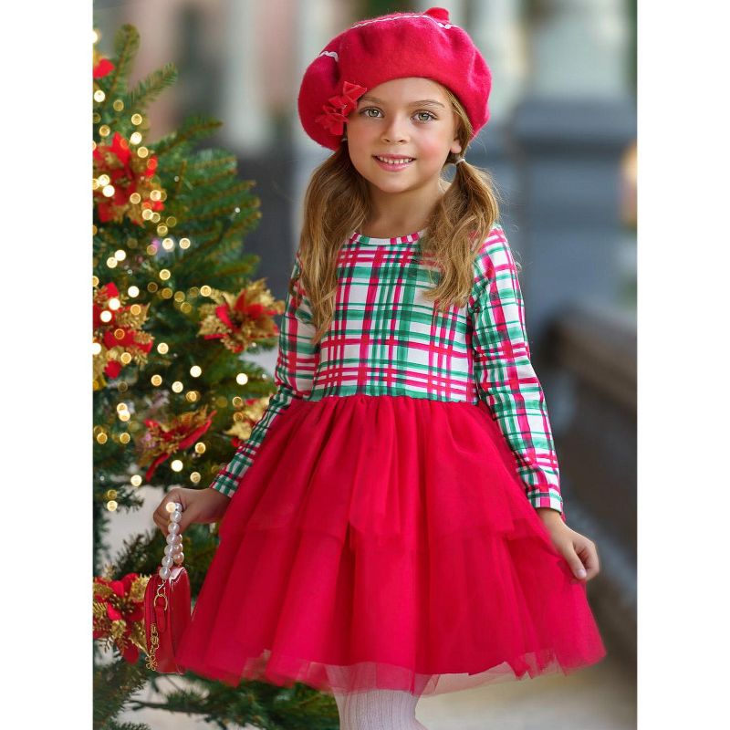 Girls The Best Gift Green Plaid Holiday Tutu Dress - Mia Belle Girls, 5 of 8