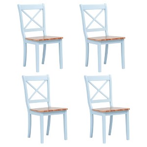 vidaXL Dining Chairs 4 pcs Gray and Light Wood Solid Rubber Wood - 1 of 4
