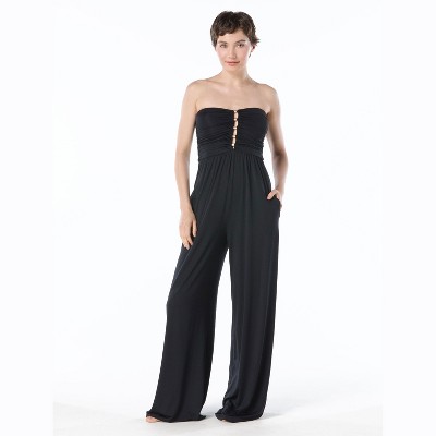 Carmen Marc Valvo Ruched Beaded Jumpsuit Cover Up
