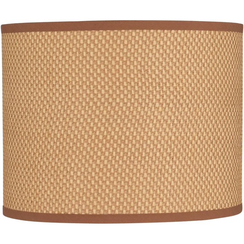 Springcrest Drum Lamp Shade Peanut Brown Medium 14" Top x 14" Bottom x 11" High Spider Fitting with Replacement Harp and Finial, 1 of 8