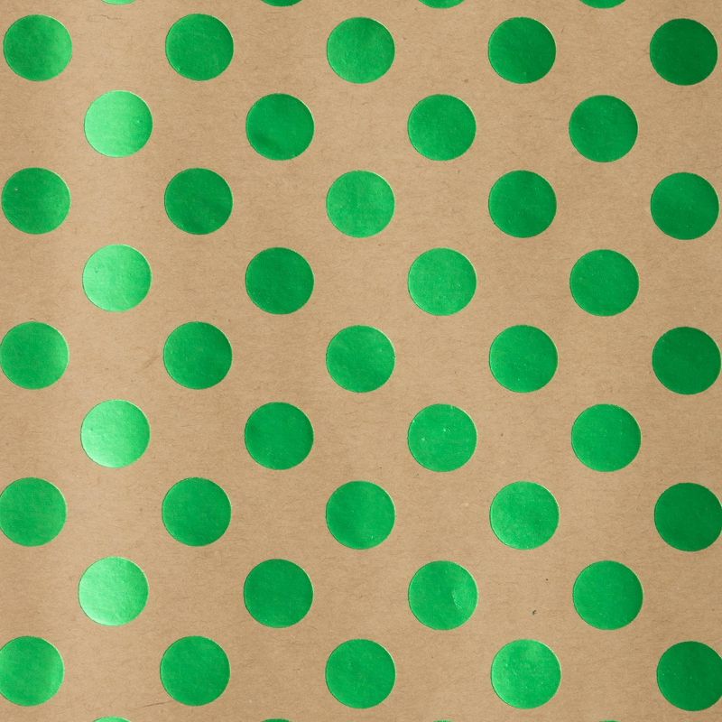 JAM Paper &#38; Envelope 2ct Foil Dotted Gift Wrap Roll Green, 5 of 6