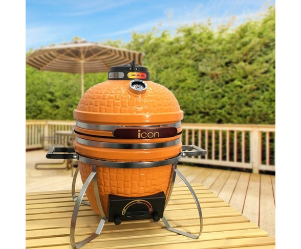 Icon Grills 100 Series 214 Square Inch Compact Portable Charcoal Grill, Orange