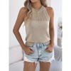 Cute Summer Tops for Women Lightweigt Crochet Sweater Tank Tops Crew Neck Ruffle Cuff Wide Strap Sweater Knit Cami Tops Summer Caual Tops - 4 of 4