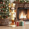 LuxenHome Lighted White and Gold Nutcracker Soldier with Scepter, Battery-Op Christmas Decor - 2 of 4